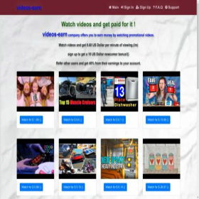 Скриншот главной страницы сайта videos-earn.top