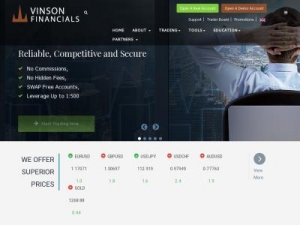 Скриншот главной страницы сайта vinsonfinancials.com