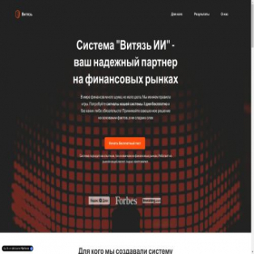 Скриншот главной страницы сайта vityazsystem.com