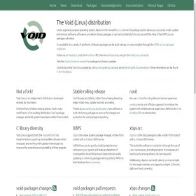 Скриншот главной страницы сайта voidlinux.org