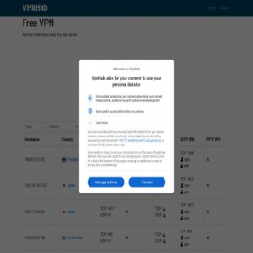 Скриншот главной страницы сайта vpnhub.me