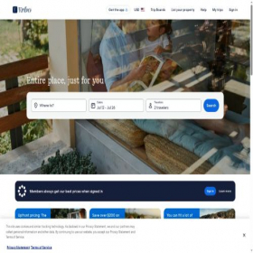 Скриншот главной страницы сайта vrbo.com