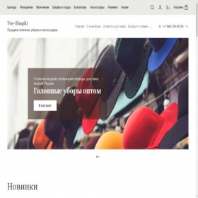 Скриншот главной страницы сайта vse-shapki.ru