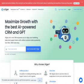 Скриншот главной страницы сайта vtiger.com