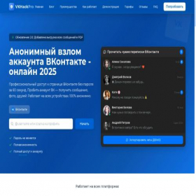 Скриншот главной страницы сайта vzlomvk.io