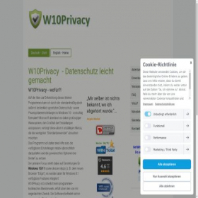 Скриншот главной страницы сайта w10privacy.de