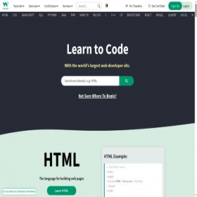 Скриншот главной страницы сайта w3schools.com