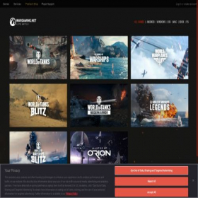 Скриншот главной страницы сайта wargaming.net
