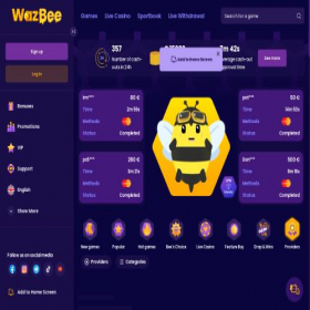 Скриншот главной страницы сайта wazbee.casino