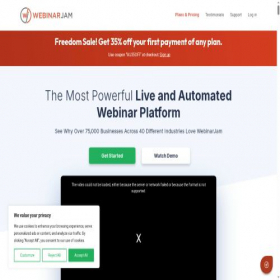Скриншот главной страницы сайта webinarjam.net