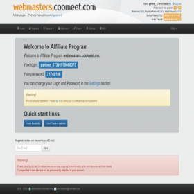 Скриншот главной страницы сайта webmasters.coomeet.com