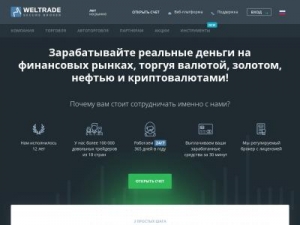 Скриншот главной страницы сайта weltrade.ru