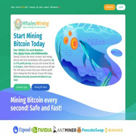 Скриншот главной страницы сайта whalesmining.com
