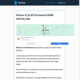 Скриншот главной страницы сайта win10lite.com