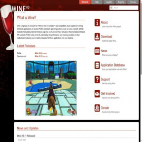 Скриншот главной страницы сайта winehq.org