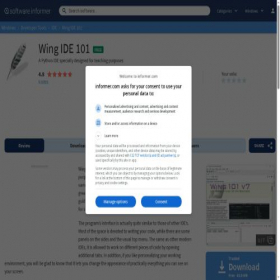 Скриншот главной страницы сайта wing-ide-101.software.informer.com