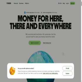Скриншот главной страницы сайта wise.com
