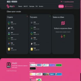 Скриншот главной страницы сайта wizz.exchange