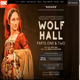 Скриншот главной страницы сайта wolfhallbroadway.com