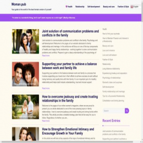 Скриншот главной страницы сайта woman.pub