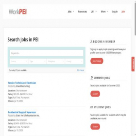 Скриншот главной страницы сайта workpei.ca