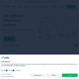 Скриншот главной страницы сайта wrike.com