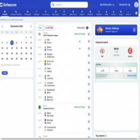 Скриншот главной страницы сайта ws.sofascore.com