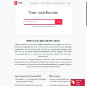 Скриншот главной страницы сайта www-y2mate.com