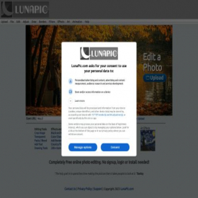 Скриншот главной страницы сайта www8.lunapic.com