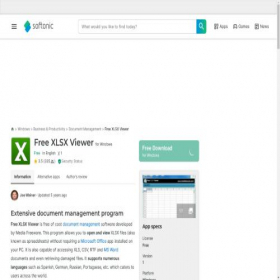 Скриншот главной страницы сайта xlsx-viewer.en.softonic.com