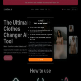 Скриншот главной страницы сайта xnudes.ai