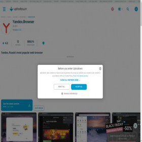 Скриншот главной страницы сайта yandex-browser.en.uptodown.com