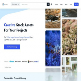 Скриншот главной страницы сайта yayimages.com