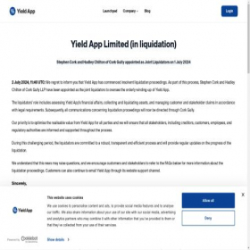 Скриншот главной страницы сайта yield.app