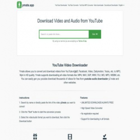 Скриншот главной страницы сайта ymate.app