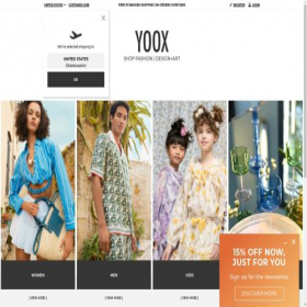 Скриншот главной страницы сайта yoox.ru