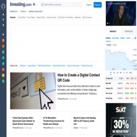 Скриншот главной страницы сайта za.investing.com