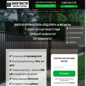 Скриншот главной страницы сайта zabor-master.msk.ru