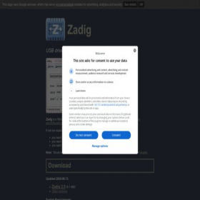Скриншот главной страницы сайта zadig.akeo.ie