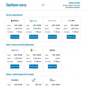 Скриншот главной страницы сайта zaemdrsto.online