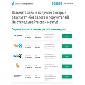 Скриншот главной страницы сайта zaimtop13.online