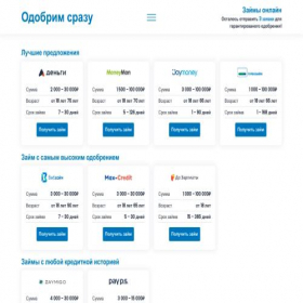 Скриншот главной страницы сайта zaymcheni.online