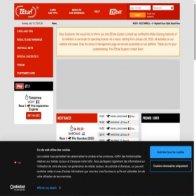 Скриншот главной страницы сайта zeturf.com