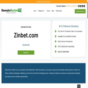 Скриншот главной страницы сайта zinbet.com
