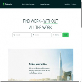 Скриншот главной страницы сайта ziprecruiter.co.uk
