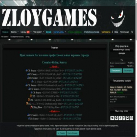 Скриншот главной страницы сайта zloygames.ru
