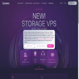 Скриншот главной страницы сайта zomro.net