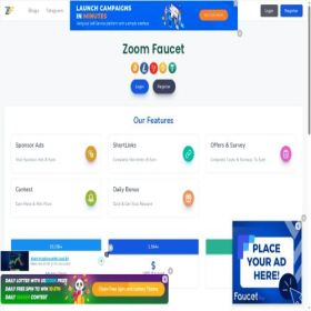 Скриншот главной страницы сайта zoomfaucet.com